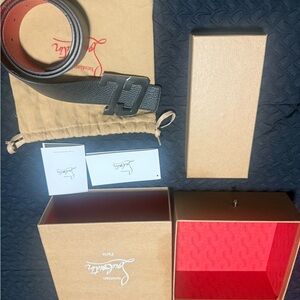 Christian Louboutin Black & Ted Leather Belt 100% Authentic!